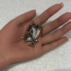 Gorgeous Fairy Wing Brooch | Antiqued Gold Tone & Enamel Pin
